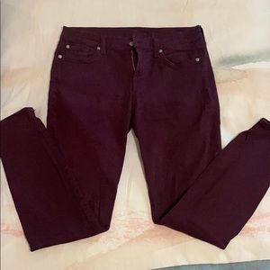Seven for all mankind maroon ankle skinny jeans